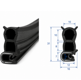 Verstärkte Busdichtung Van EPDM – Doppelkammer, Profil 31x16 mm