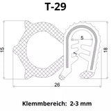 Scheibengummi Fenstergummi Dichtprofil Dichtung Kantenschutzprofil Traktor T-29